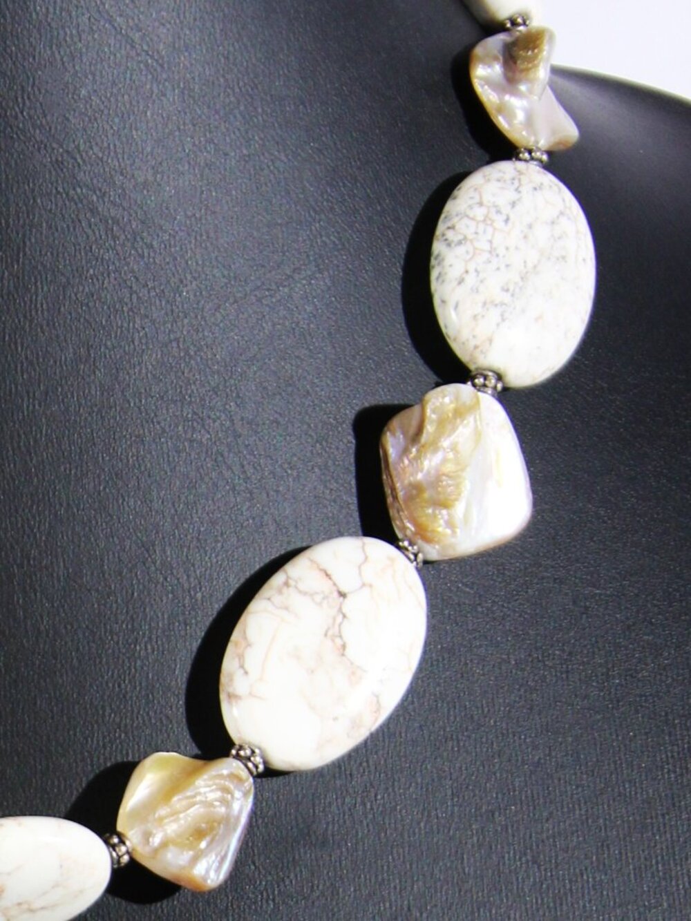 Vintage Donna Dressler Sterling Silver .925 Howlite Necklace - Picture 9 of 10